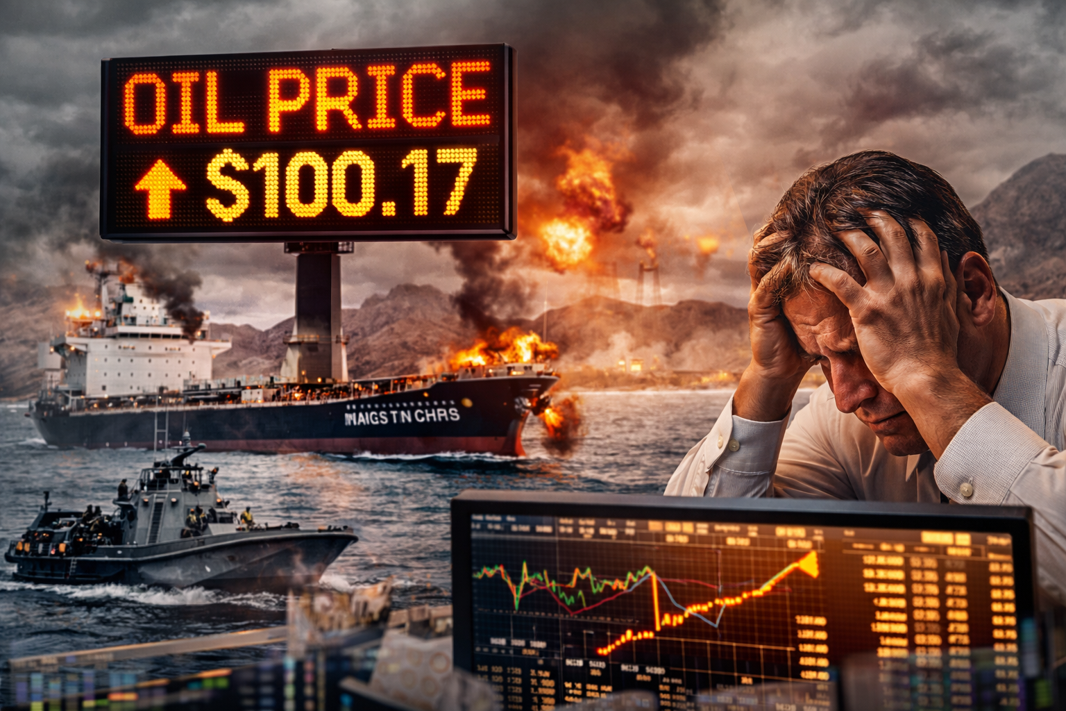 중동 리스크와 유가 급등으로 흔들리는 글로벌 시장을 상징하는 대표 이미지